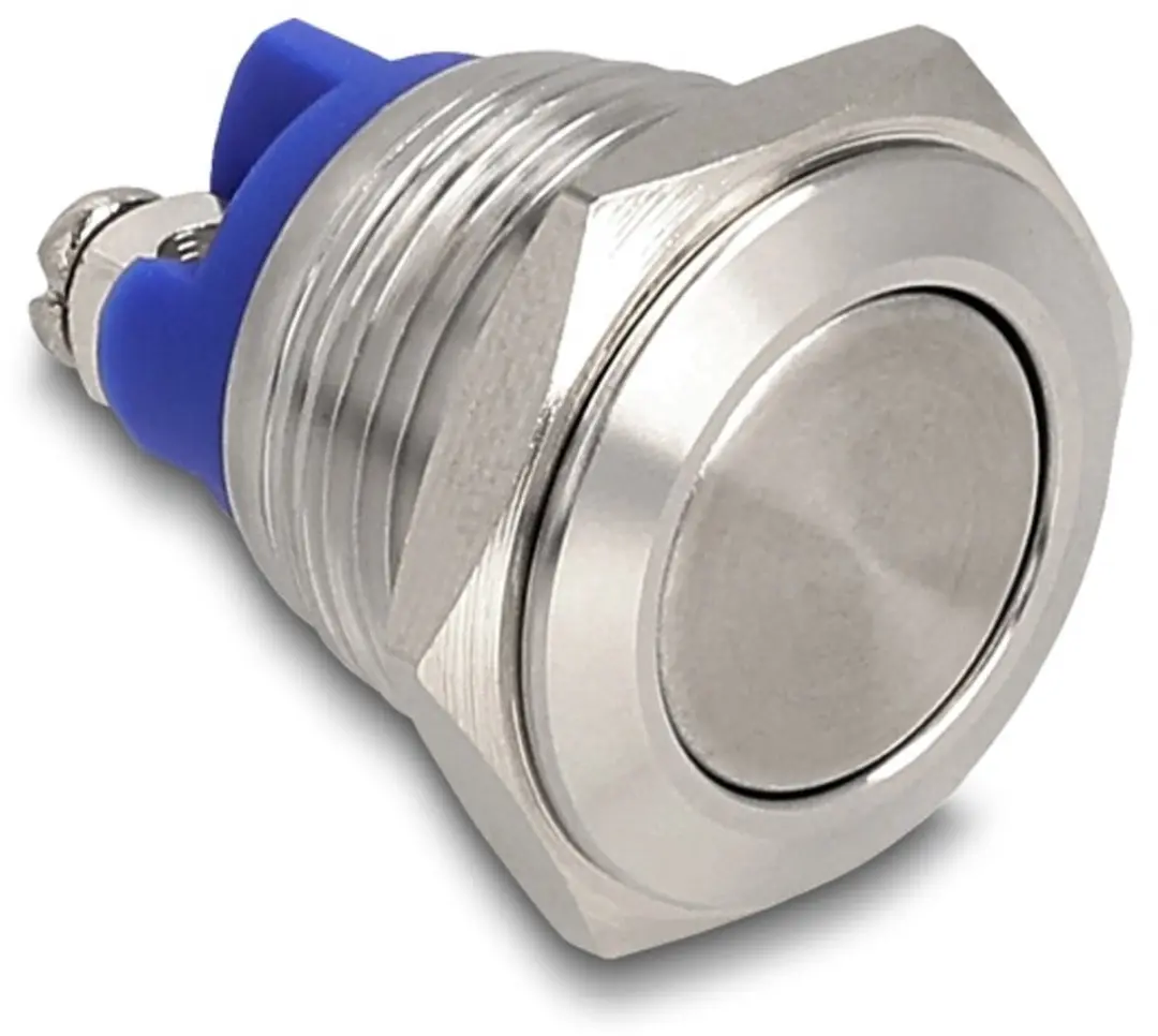 Delock Push Button 16mm 2x Schroefklem Roestvrijstaal