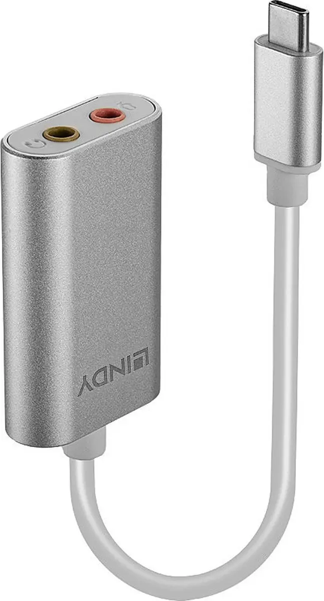 Lindy AV Converter USB-C naar Jackplug - Zilver