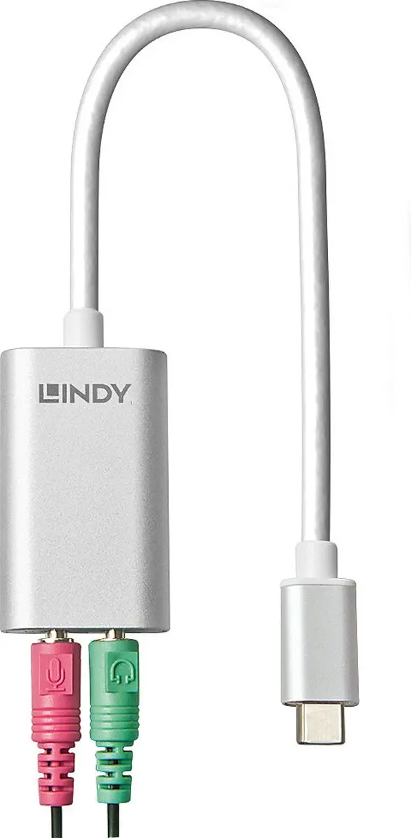 Lindy AV Converter USB-C naar Jackplug - Zilver