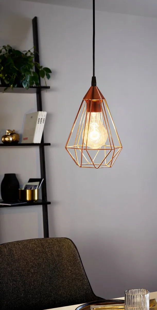 Eglo Tarbes Hanglamp E27 Ø17,5cm - Zwart/Koper