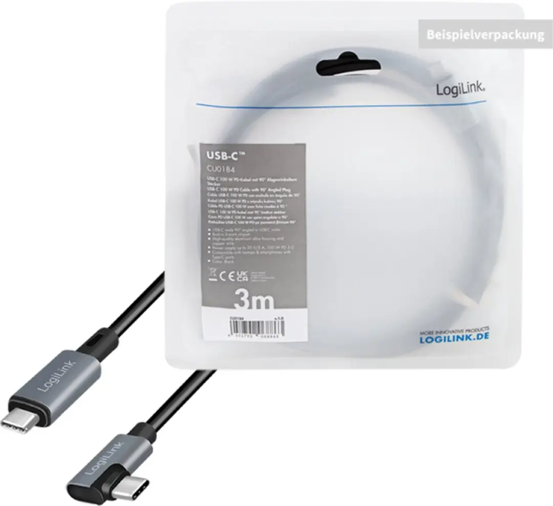 Logilink CU0183 USB 2.0 Kabel 2m USB-C Zwart/Zilver