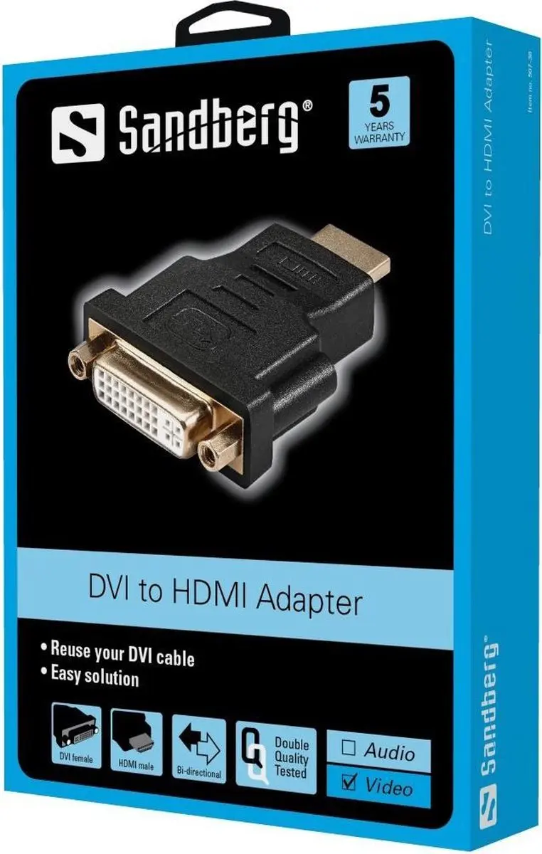 Sandberg DVI-F naar HDMI-M Adapter - Zwart