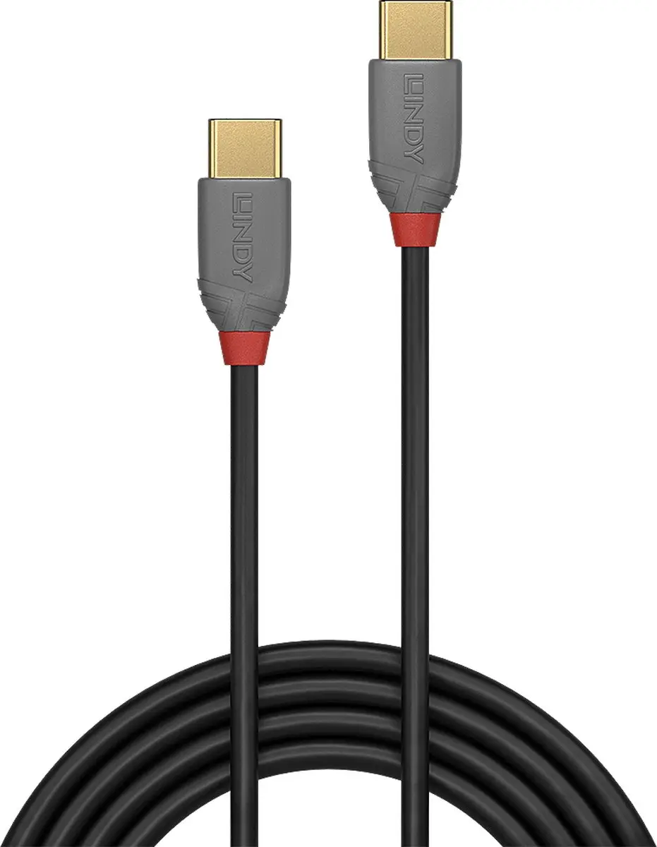 Lindy 36873 USB-C Kabel 3m - USB 2.0 - Zwart/Grijs