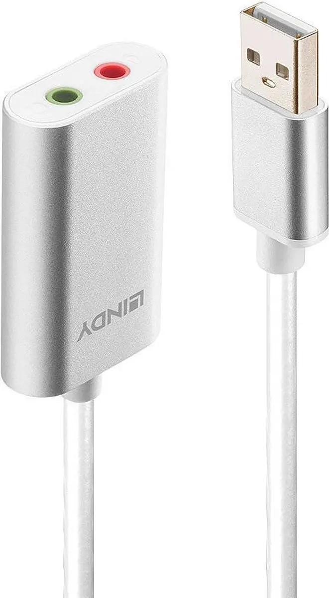 Lindy USB naar Jack Audio Converter 42926 - Zilver/wit