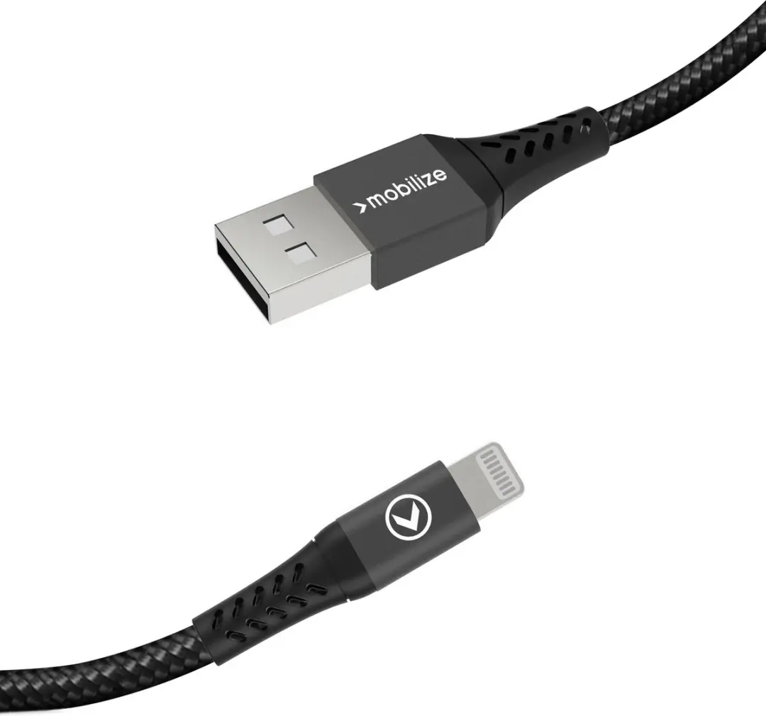Mobilize USB-A naar Apple Lightning Kabel MFI 1m - Zwart