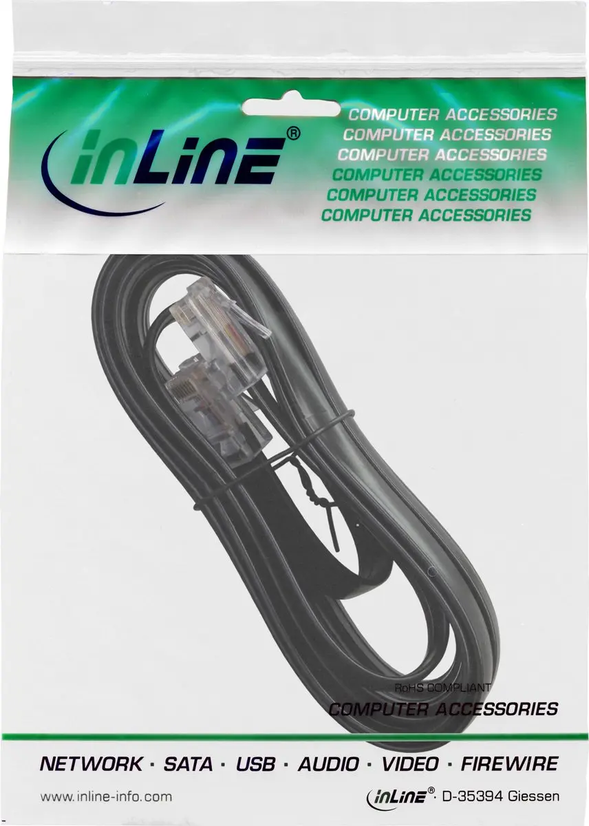 InLine ISDN Verbindingkabel RJ45 Mannelijk 5m - Zwart