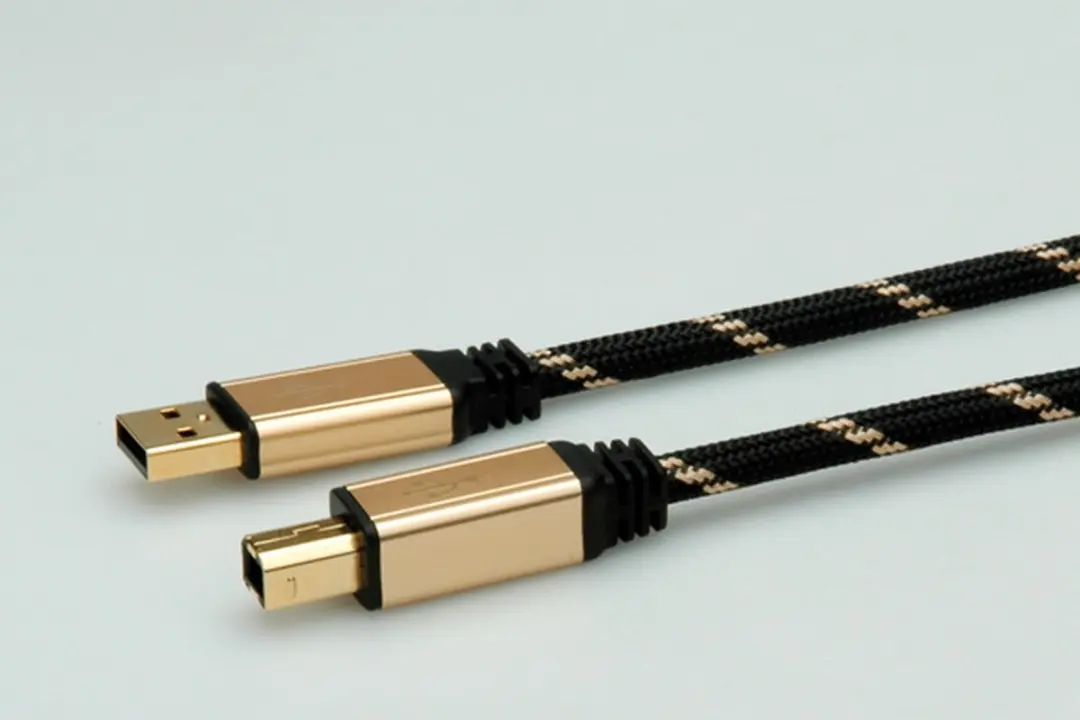 Roline GOLD USB 2.0 Kabel A-B 3m - Zwart/Goud