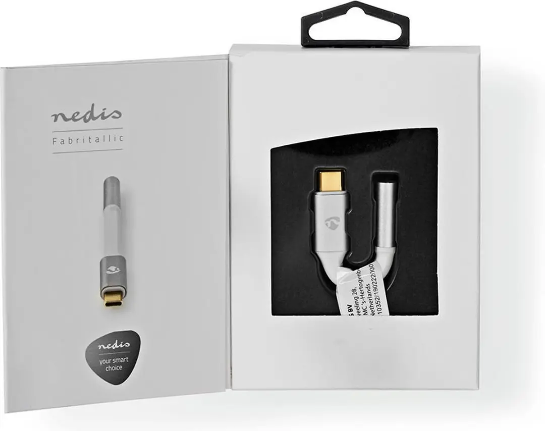 Nedis USB-C Adapter 3,5mm - 8cm - Verguld - Wit/Zilver - afbeelding 6 van 6