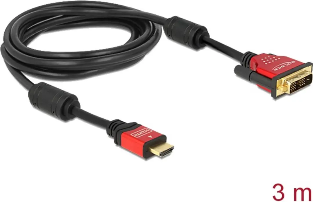 Delock DVI-D naar HDMI Kabel 3m - Zwart