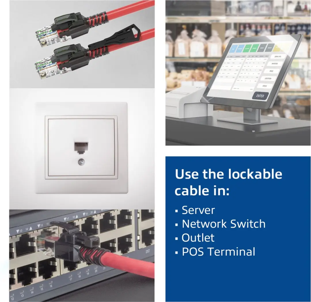ACT FB5505 Rode U/UTP CAT6A Patchkabel 5m - Vergrendelbaar