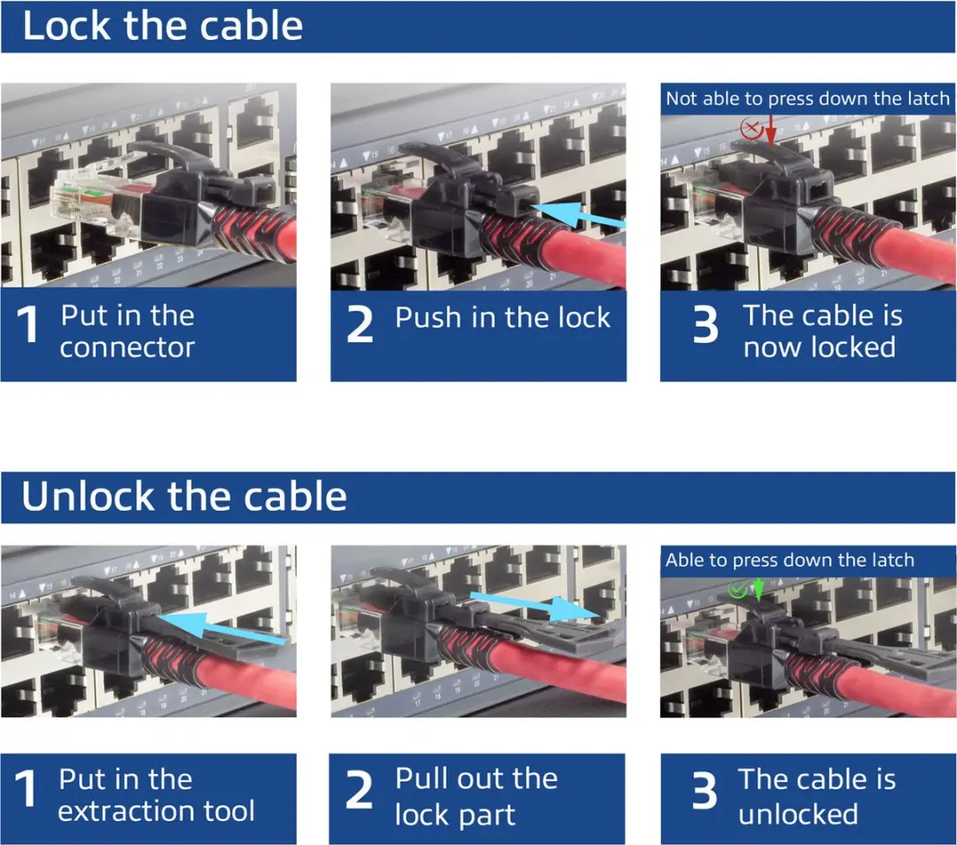 ACT FB5505 Rode U/UTP CAT6A Patchkabel 5m - Vergrendelbaar