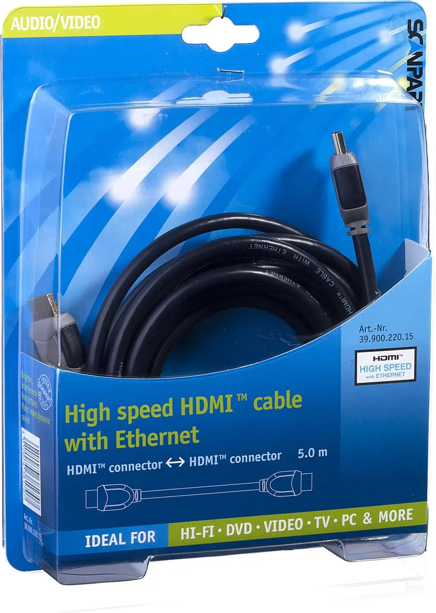 Scanpart HDMI Kabel 5m 4K@30Hz - Zwart-Zilver