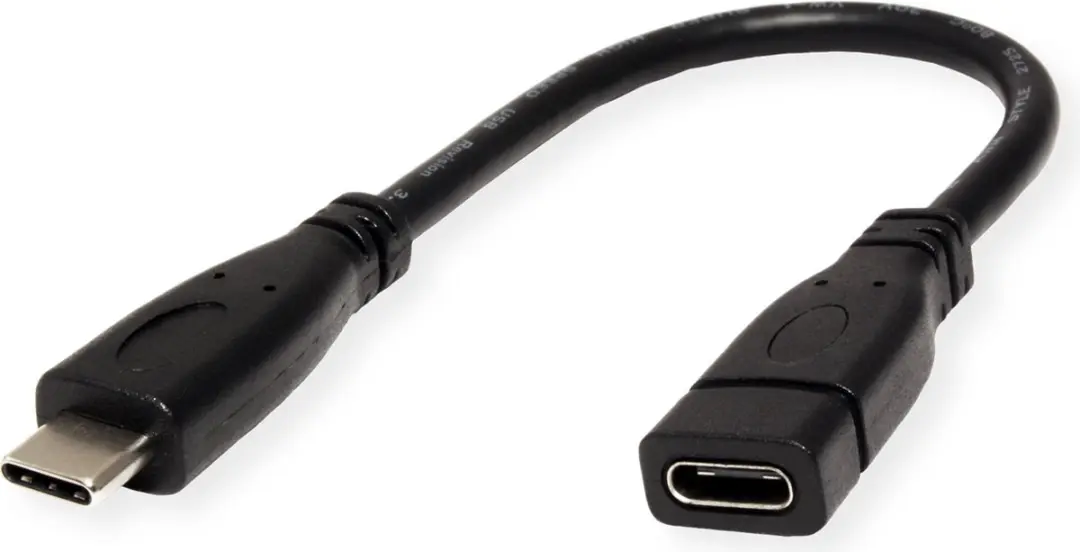 Roline USB 3.2 Gen 2 C-C M/F Kabel 10Gbit/s 100W - 0,15m