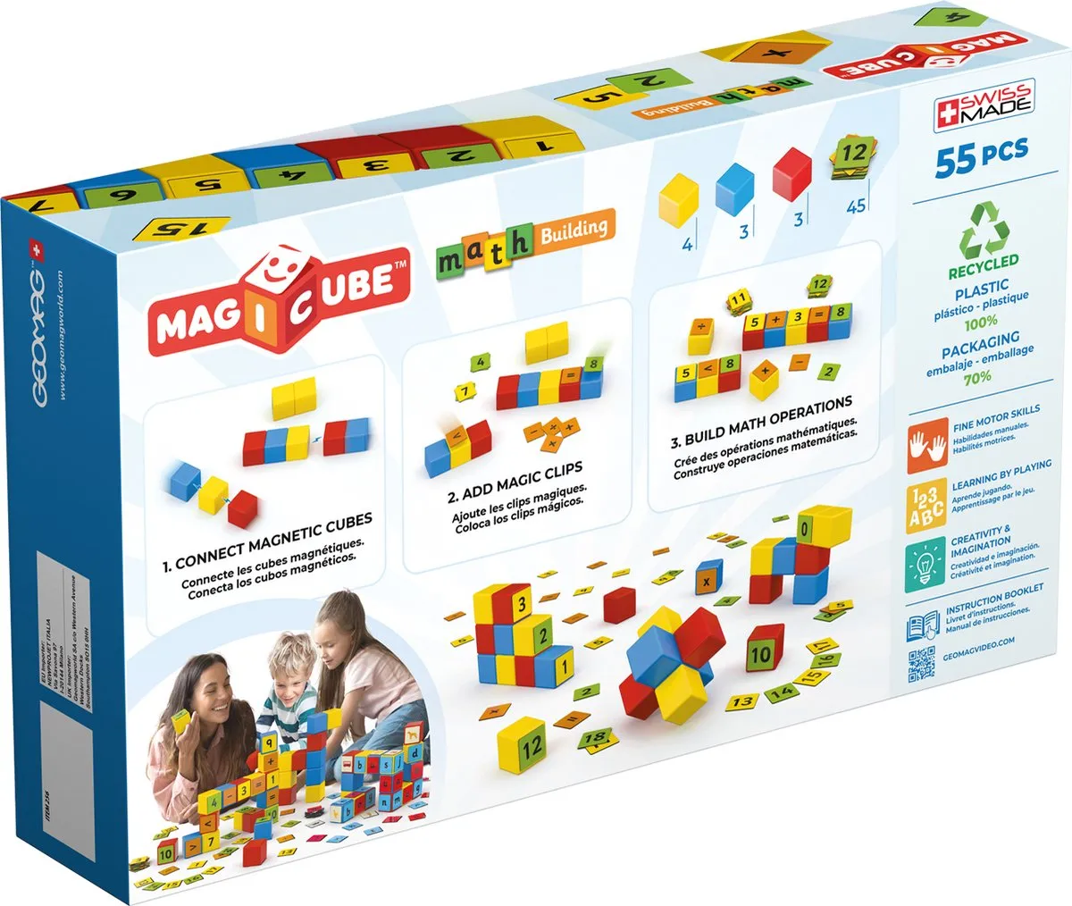 Geomag MagiCube Wiskunde Bouw 55 Stuks - Multikleur