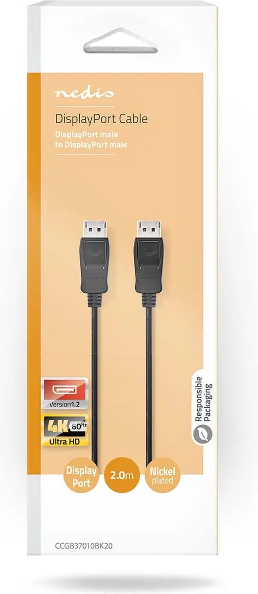 Nedis DisplayPort Kabel 4K@60Hz 3.00m - Zwart