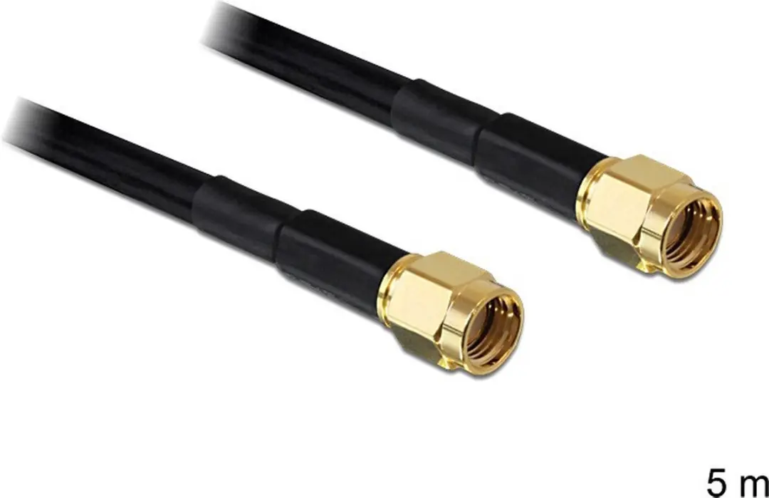 Delock RP-SMA Stecker LMR195 5m - Zwart