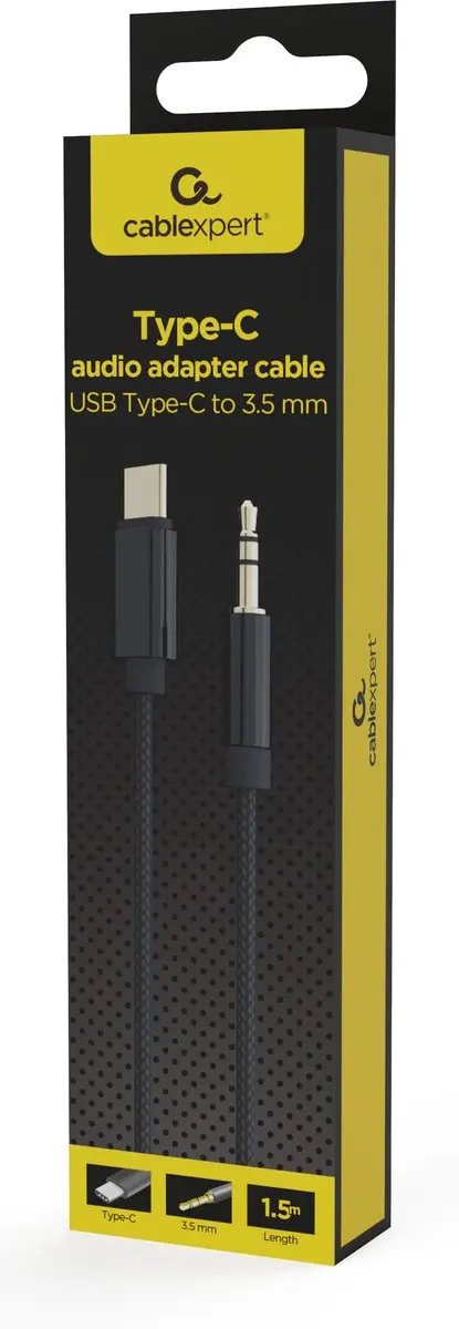 Gembird USB-C naar 3.5mm AUX Kabel 1.5m - Zwart