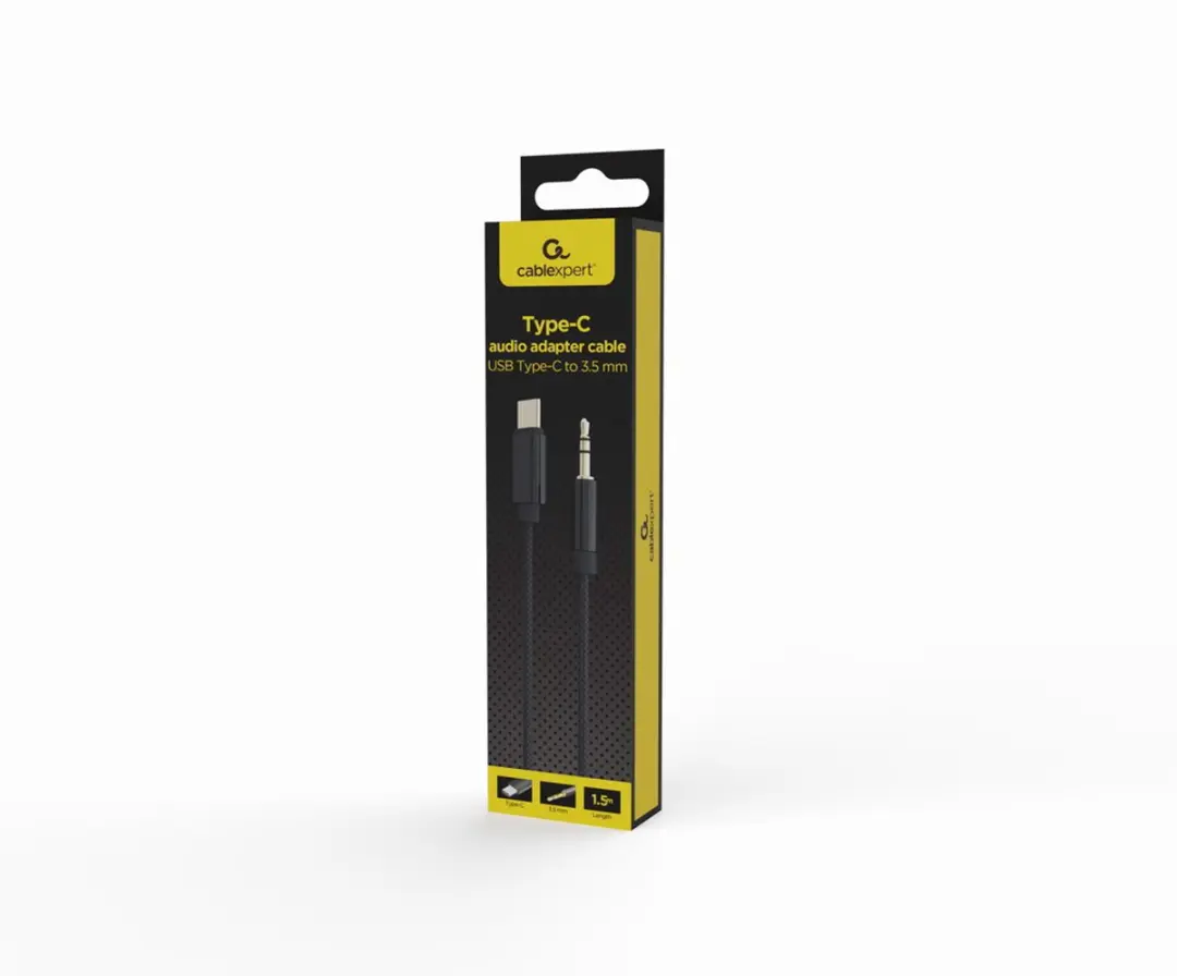 Gembird USB-C naar 3.5mm AUX Kabel 1.5m - Zwart