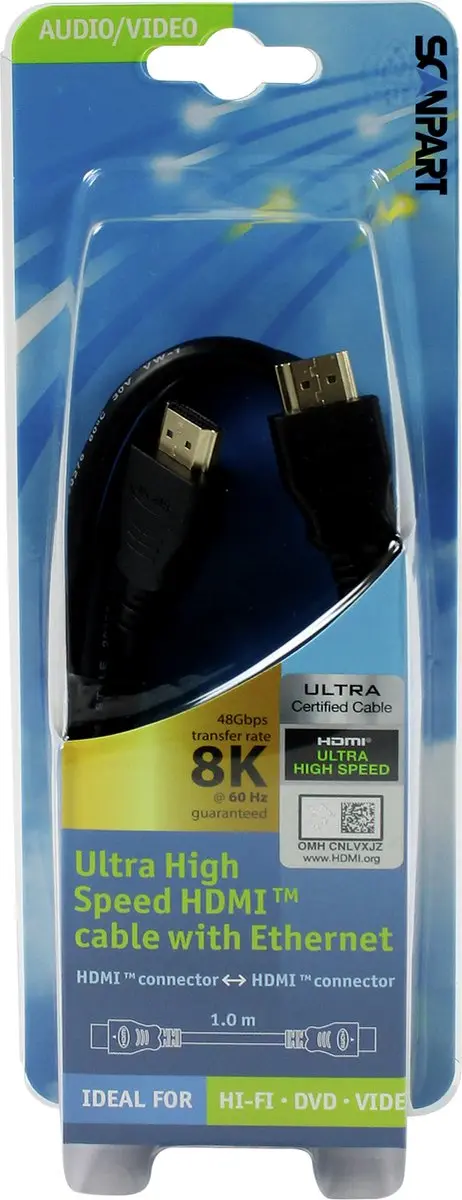 Scanpart HDMI Kabel 1m 8K@60Hz 48Gbps - Zwart