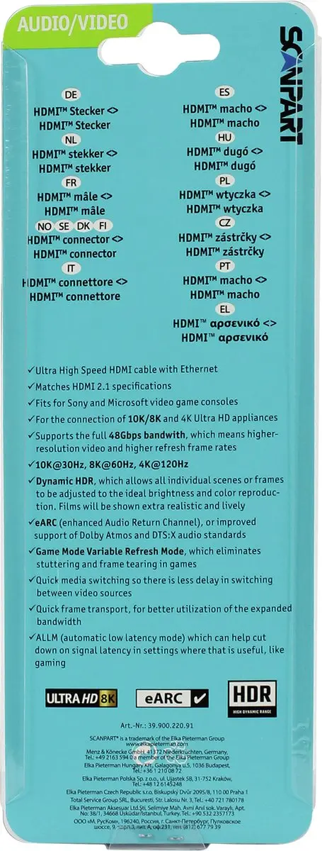 Scanpart HDMI Kabel 1m 8K@60Hz 48Gbps - Zwart