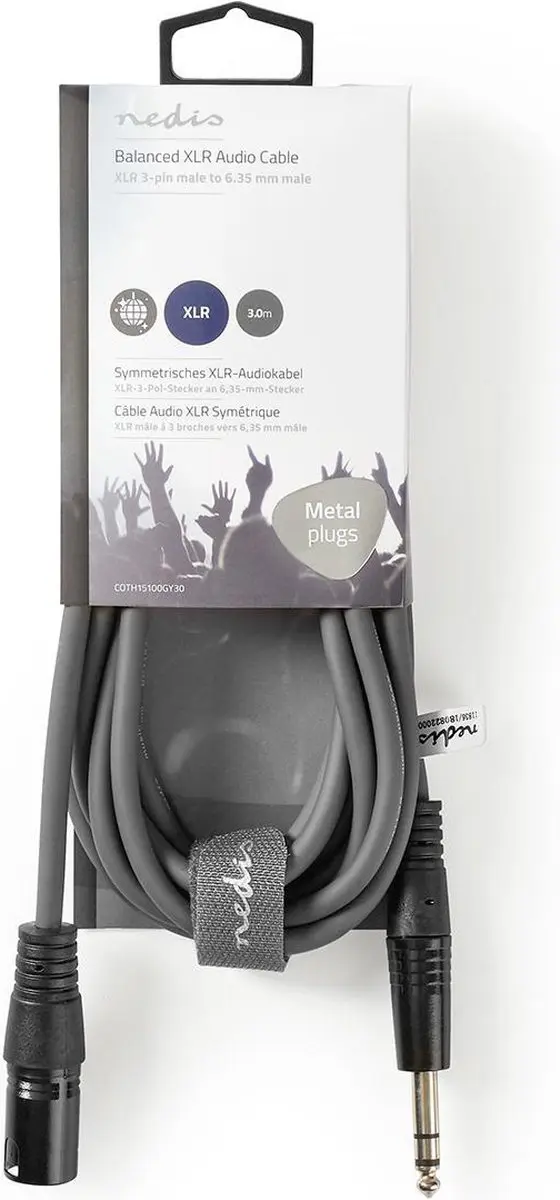 Nedis Gebalanceerde Audiokabel XLR 3-Pins - 3m - Donkergrijs