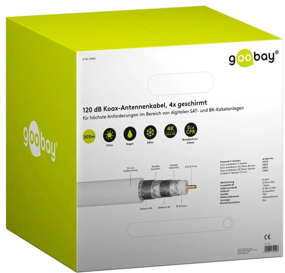 Goobay 120dB Coaxiale Kabel CCS 305m