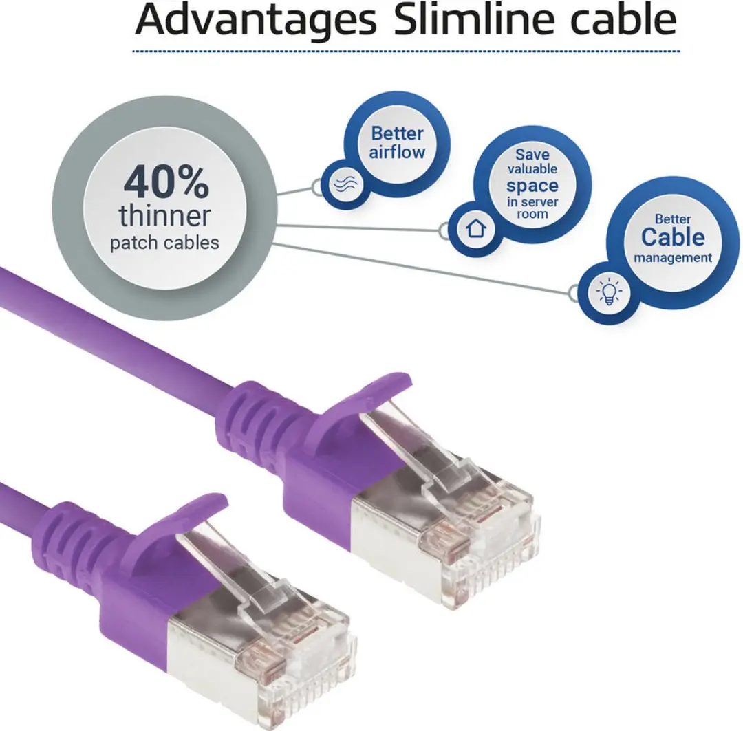 ACT Paarse LSZH U/FTP CAT6A Patchkabel 2m - Snagless - afbeelding 6 van 6