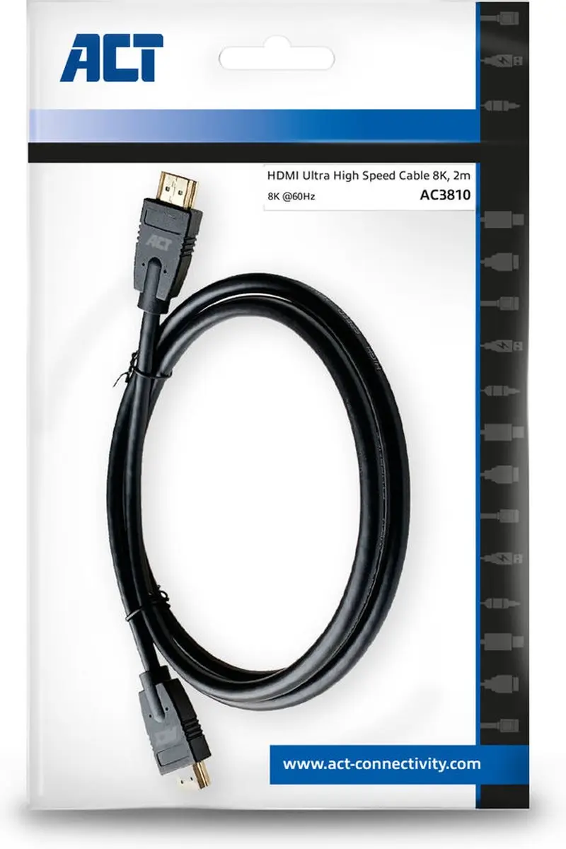 ACT HDMI 8K Kabel v2.1 AC3810 - 2m - Zwart