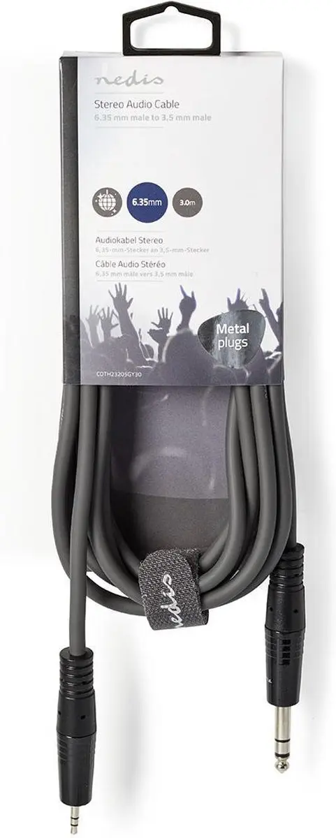 Nedis Stereo-Audiokabel 6,35mm/3,5mm - 3m - Donkergrijs