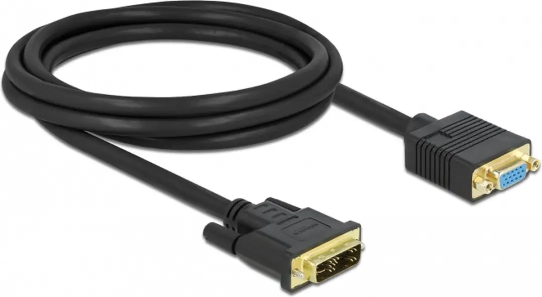 Delock DVI naar VGA Kabel 2m - Zwart