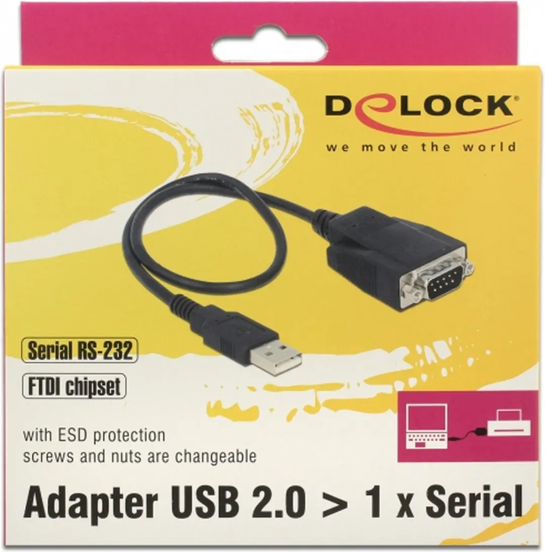 Delock USB-A naar 9-pins SUB-D RS232 Adapter 0,45m - Zwart