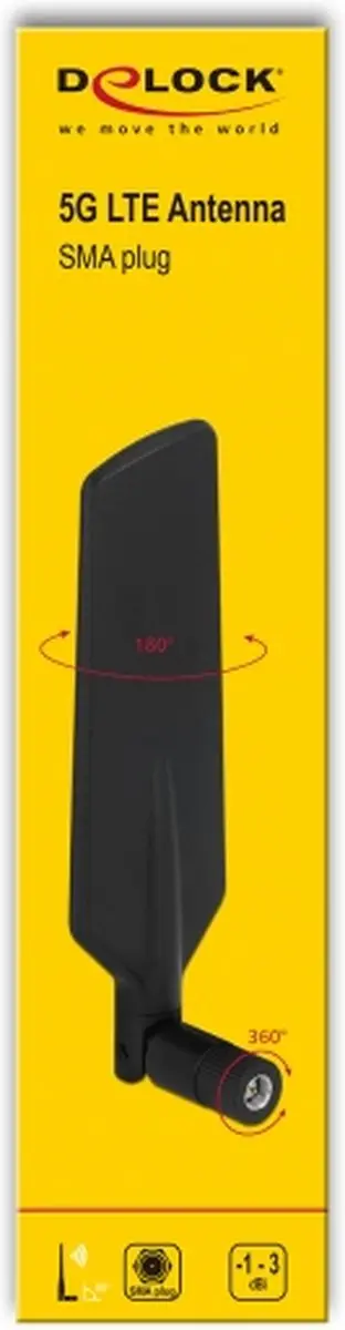 Delock 5G Antenne Omnidirectioneel SMA(m) - 1-3 dBi - Zwart