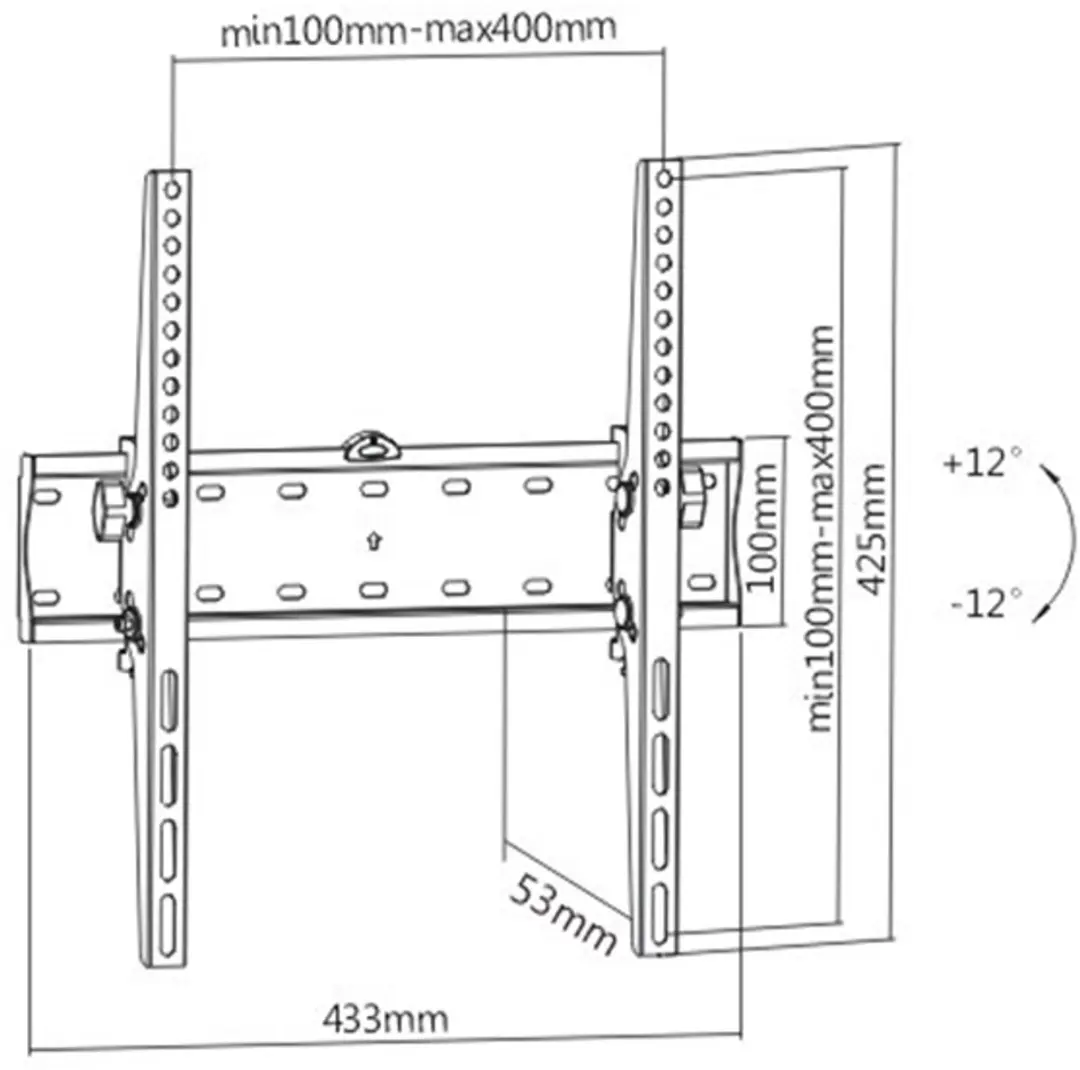 Gembird WM-55T-02 TV-muurbeugel - 55 inch - Kantelbaar - Zwart
