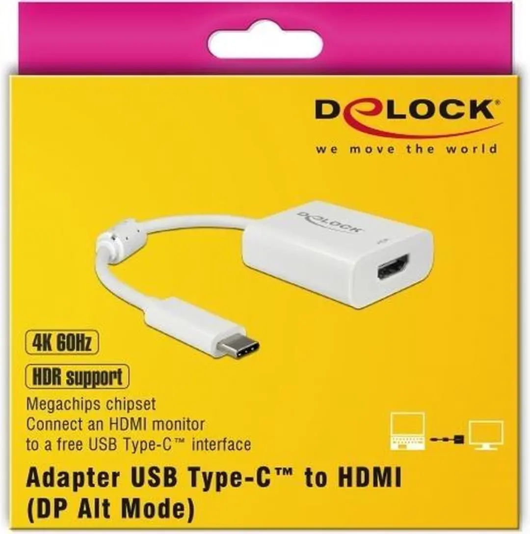Delock USB-C naar HDMI Adapter 4K 60Hz HDR - Wit