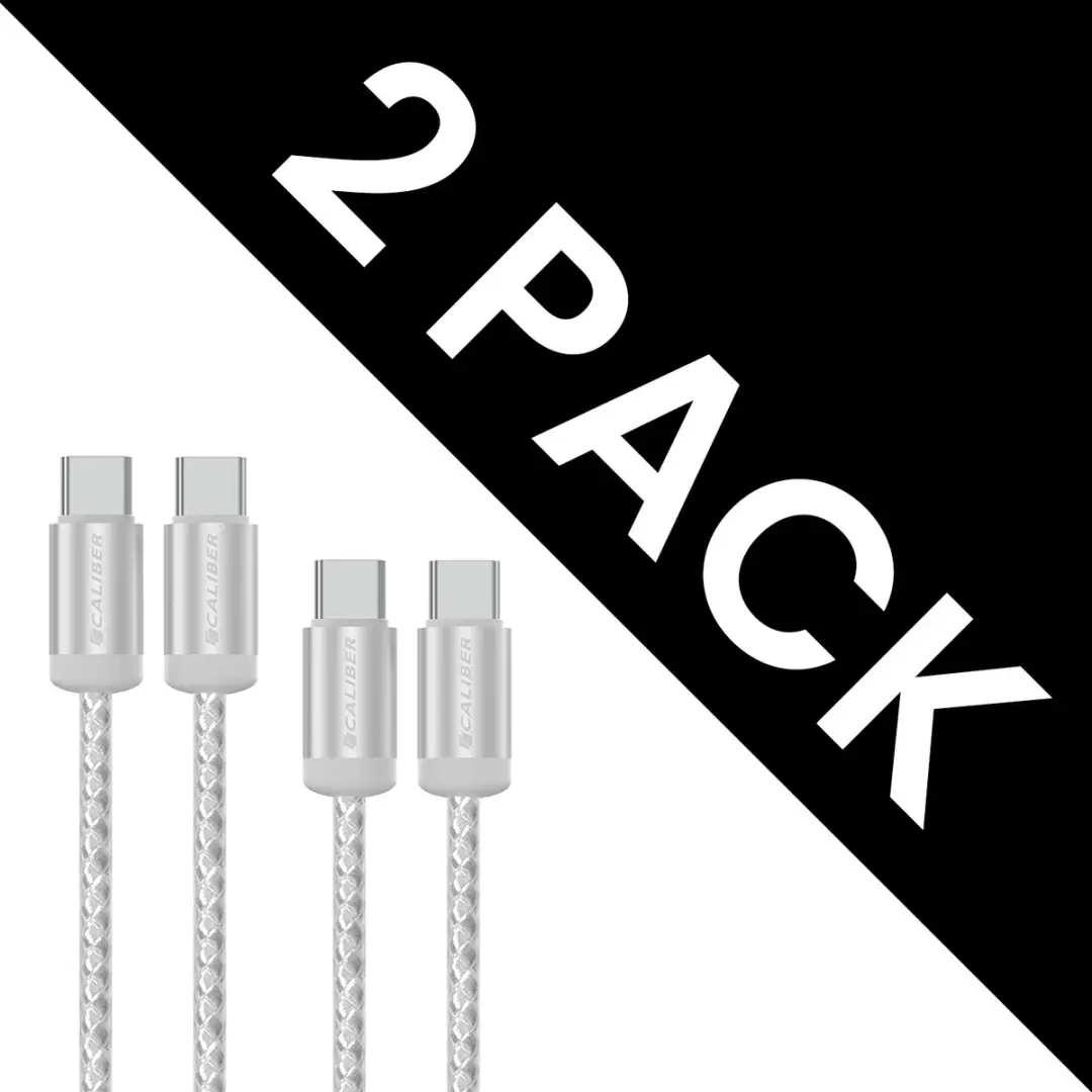 Caliber CL-CL2-2PACK USB-C Kabel - 2 Stuks - Wit/Grijs