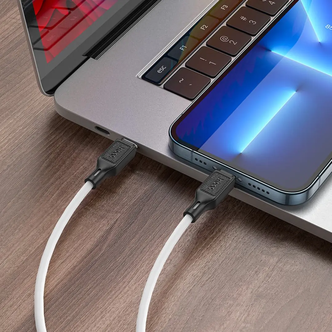 Hoco X90 Siliconen Kabel Lightning naar USB-C 1m - Wit