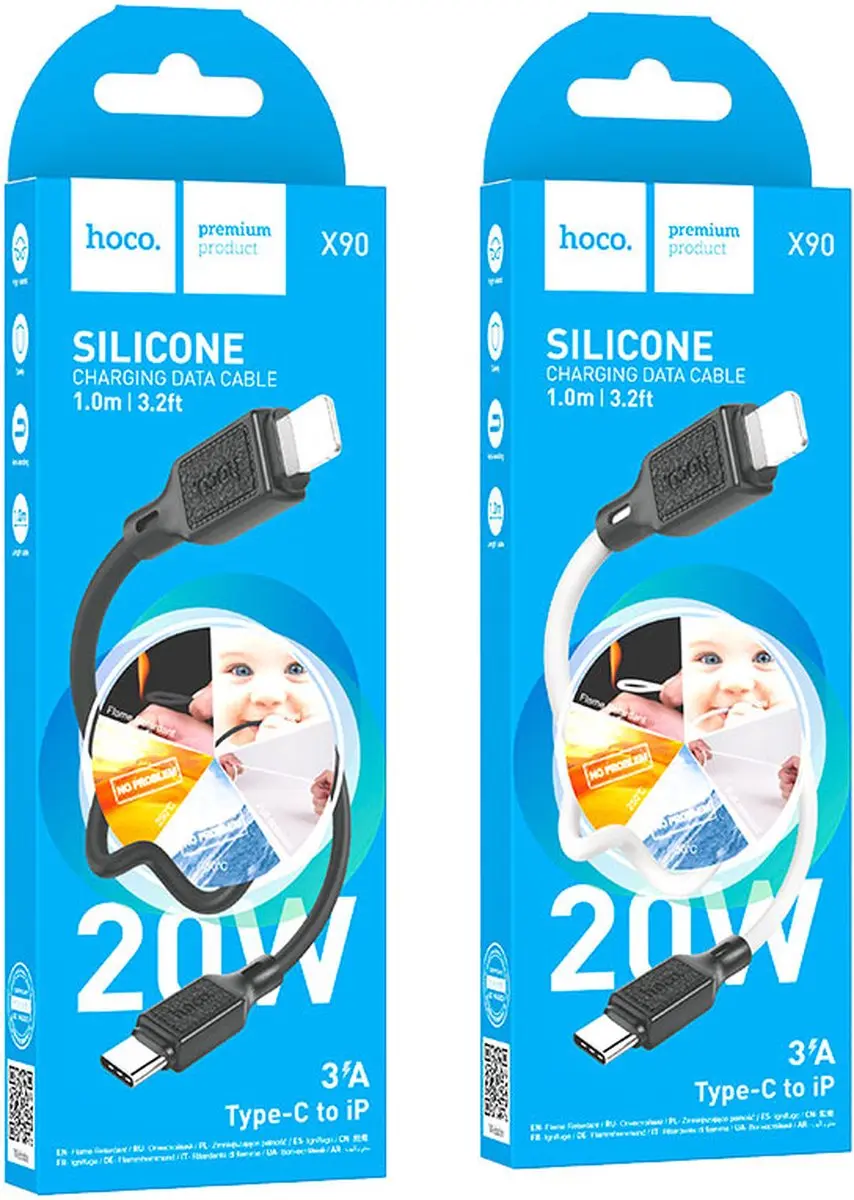 Hoco X90 Siliconen Kabel Lightning naar USB-C 1m - Wit