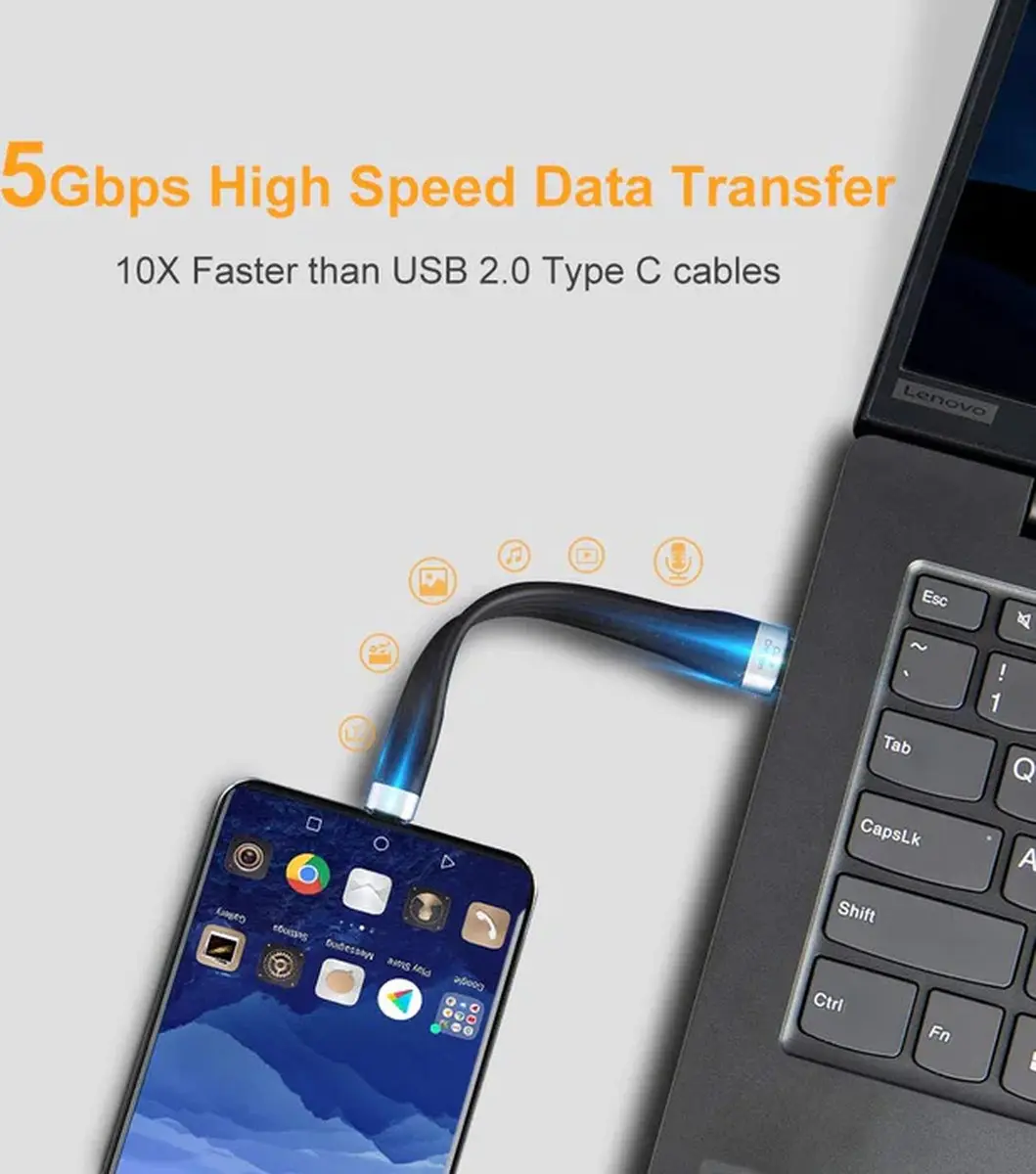 NÖRDIC USBC-N1048 USB-C naar USB-A Adapter 5Gb/s - 3A - 15cm Zwart