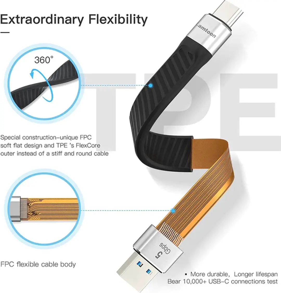 NÖRDIC USBC-N1048 USB-C naar USB-A Adapter 5Gb/s - 3A - 15cm Zwart
