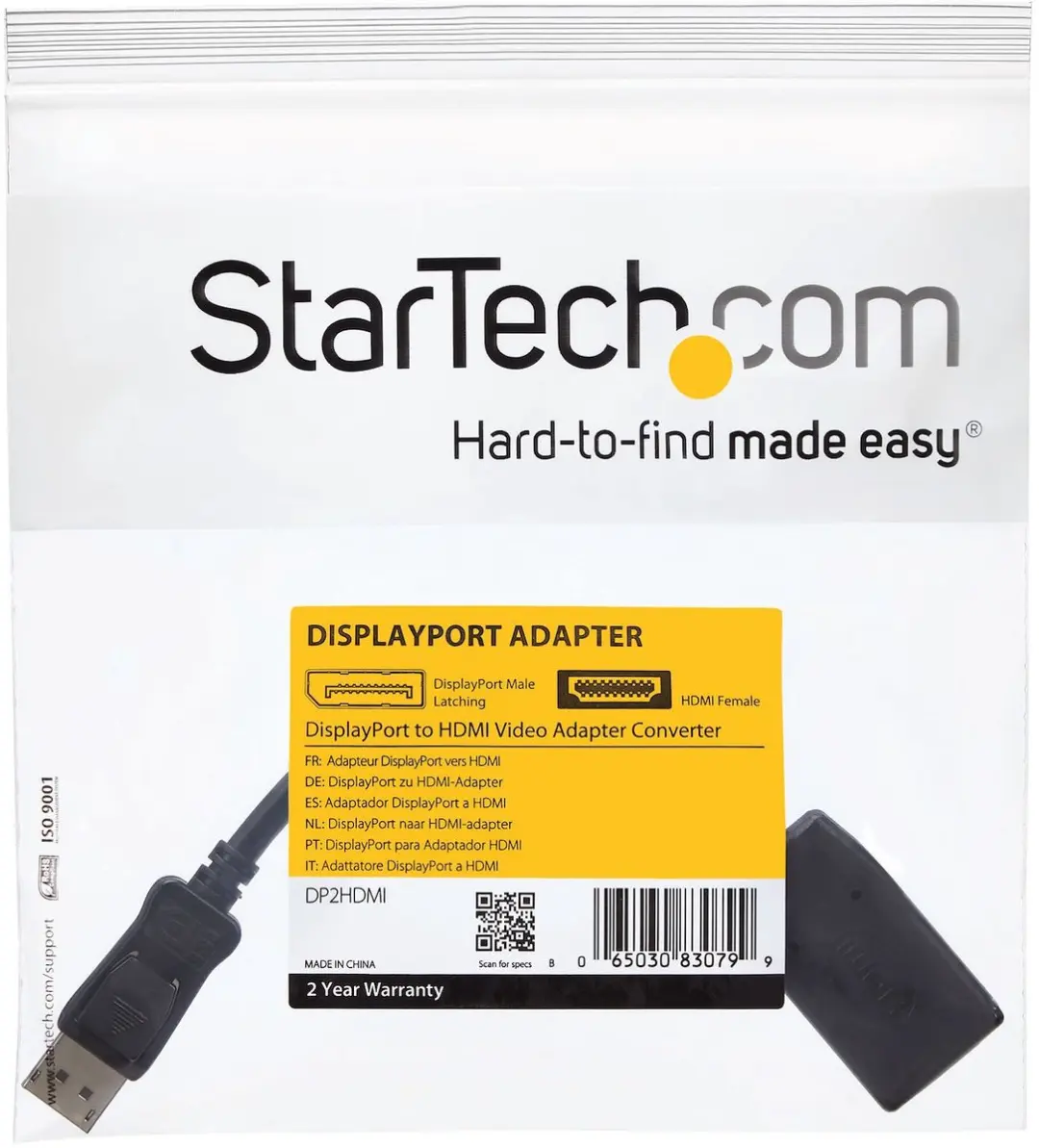 Startech DisplayPort naar HDMI Adapter DP2HDMI - Zwart