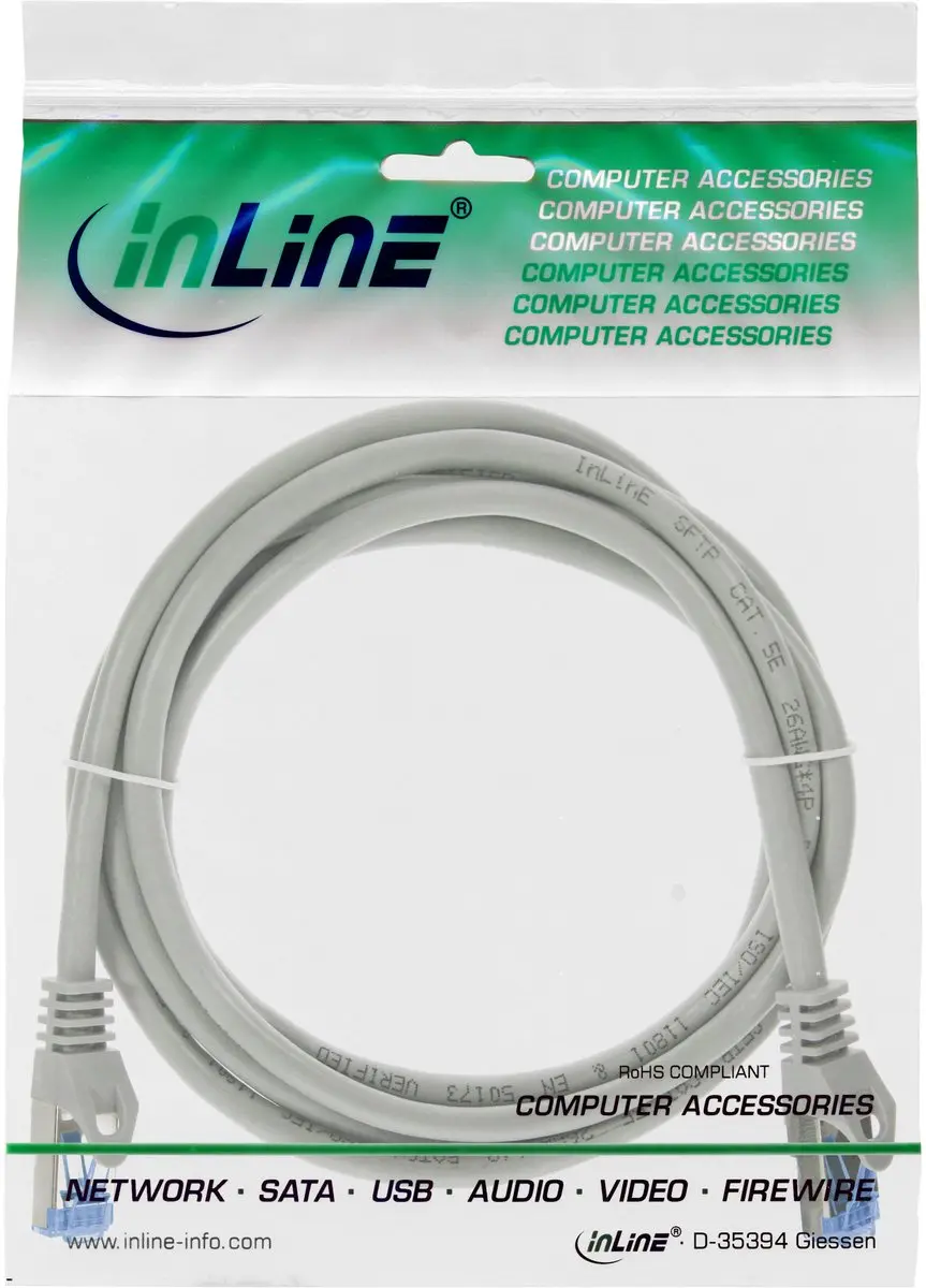 InLine SFTP CAT6a Netwerkkabel 0,5m - Grijs