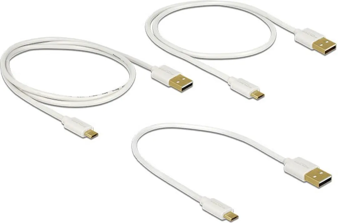 Delock USB 2.0 Type-A naar Micro-B Kabel - 3 Stuks Wit