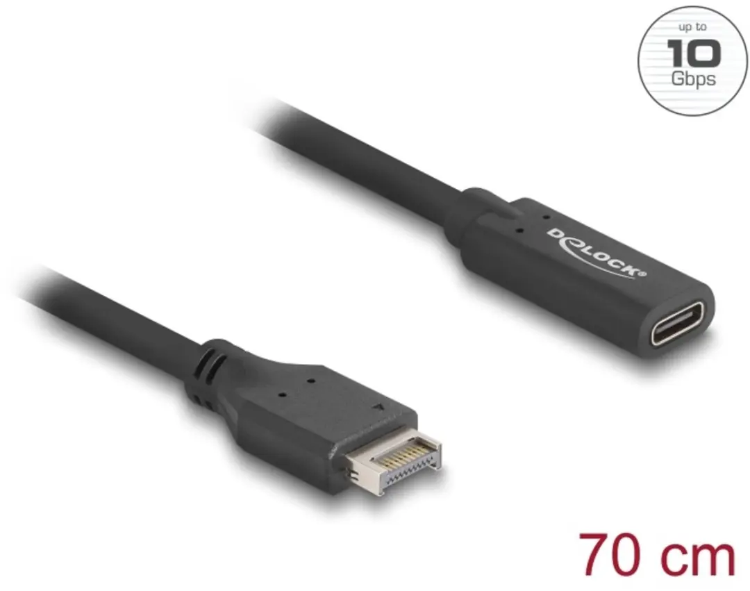 Delock USB 10 Gbps Type-E 20-pin male naar USB-C female 70cm