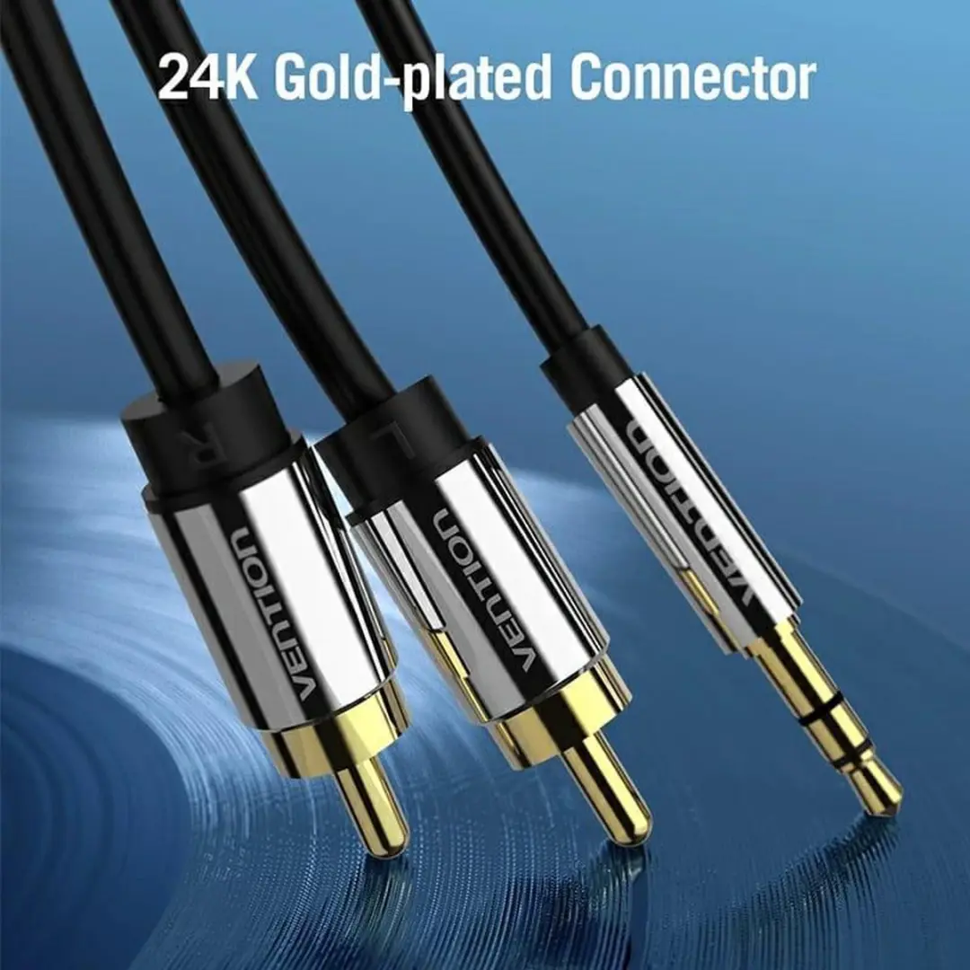 Vention Audiokabel 3,5mm naar 2x RCA - Zwart
