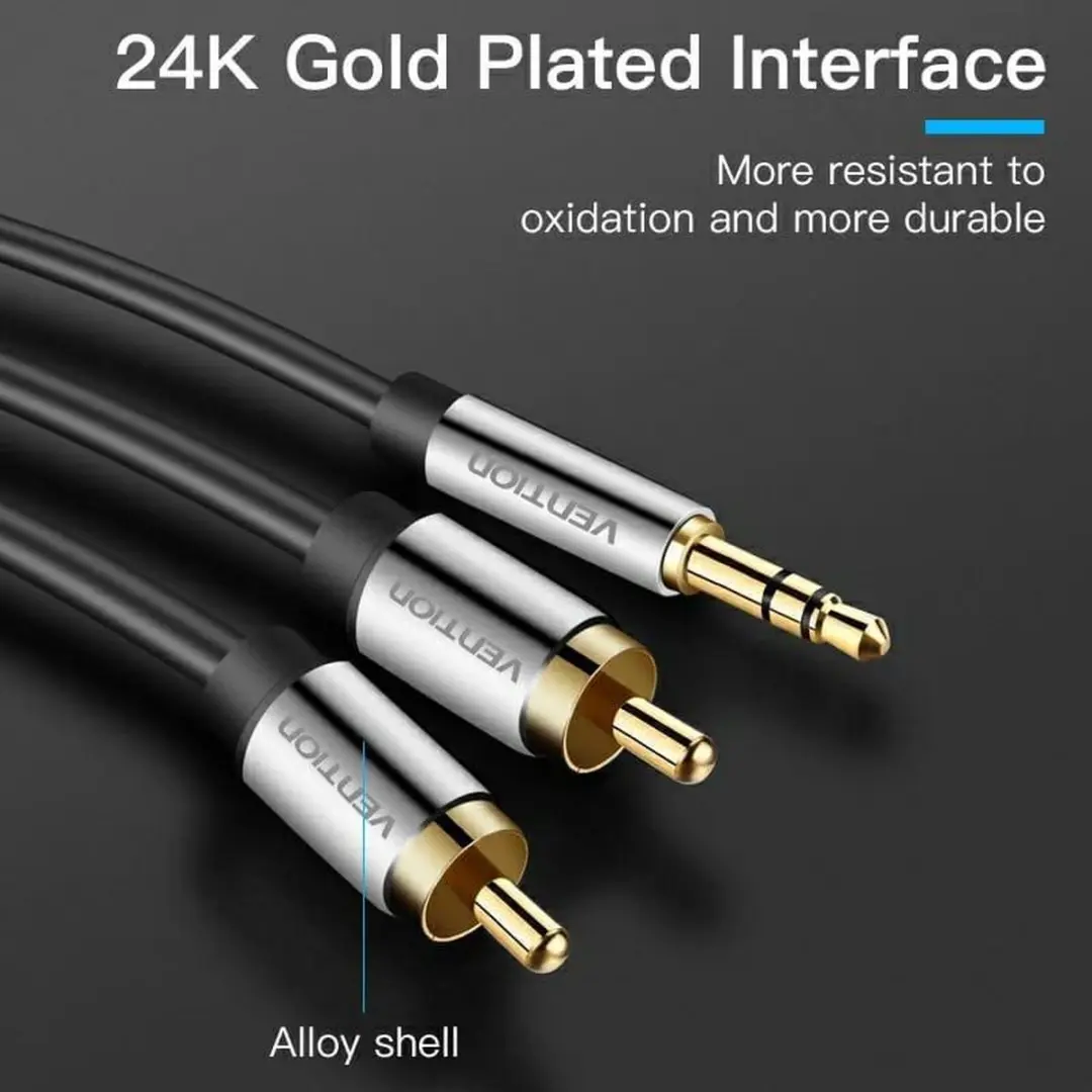 Vention Audiokabel 3,5mm naar 2x RCA - Zwart