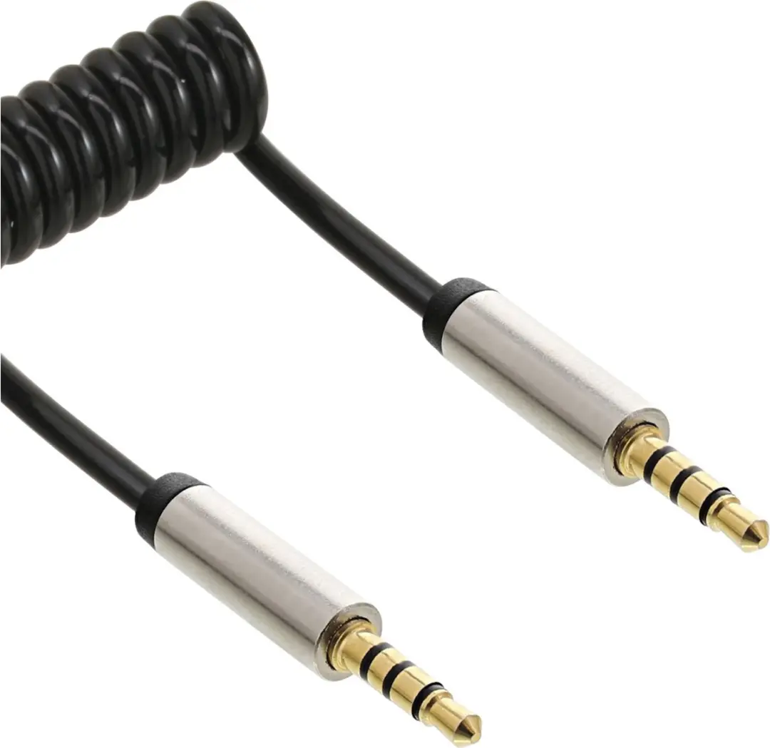 InLine 3,5mm Jack 4-polig Audio Spiraalkabel 1m - Zwart