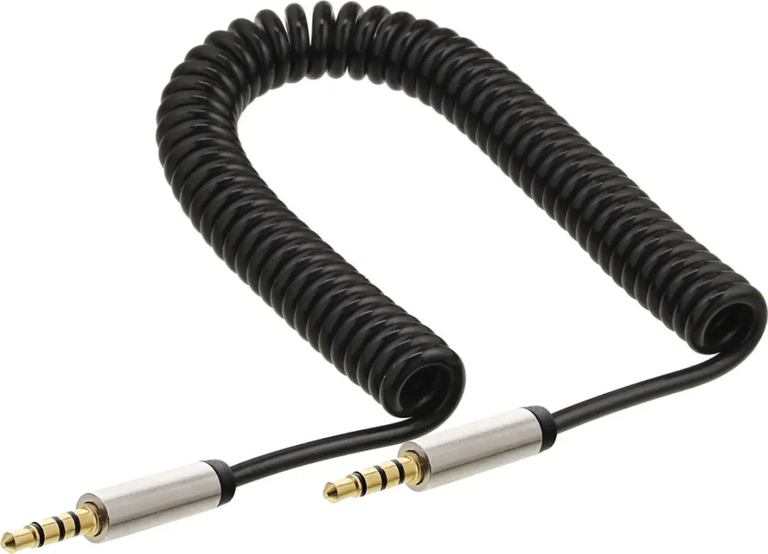 InLine 3,5mm Jack 4-polig Audio Spiraalkabel 1m - Zwart