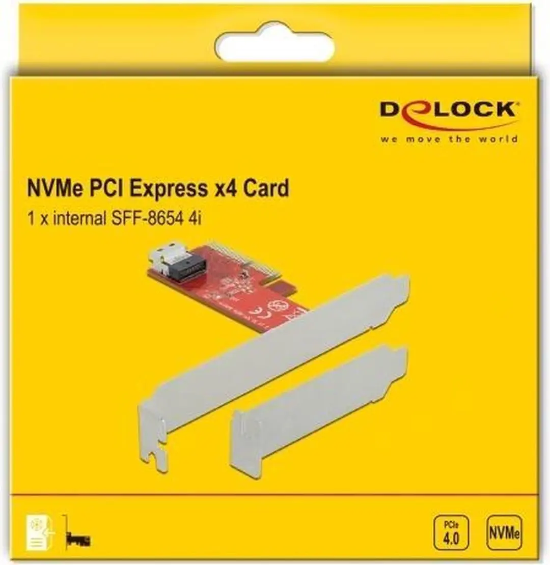 Delock PCIe x4 naar SFF-8654 4i NVMe Kaart - Low Profile