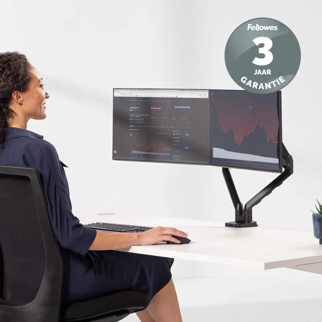 Fellowes Platinum 8042501 Monitorarm - 2 Schermen tot 27" - Gasveer - USB - Zwart