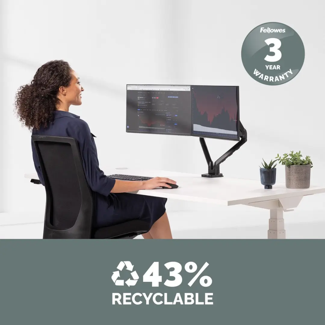 Fellowes Platinum 8042501 Monitorarm - 2 Schermen tot 27" - Gasveer - USB - Zwart
